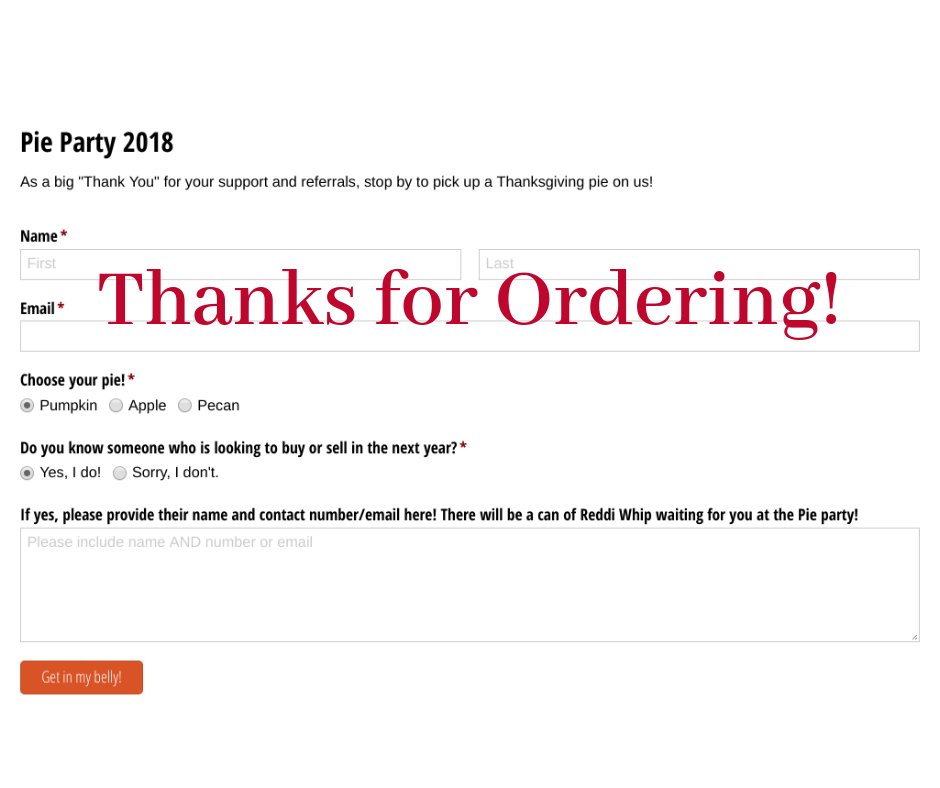 Thanks for Ordering!